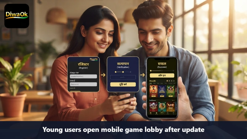 Young users open mobile game lobby after update